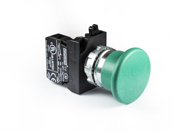 CM Series Metal 1NC Spring 40 mm Mushroom Green 22 mm Control Unit